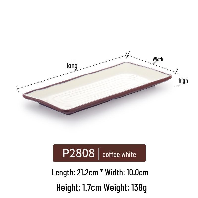 Melamine Rectangular Plate for BBQ & Side Dishes - Imitation Porcelain Tableware
