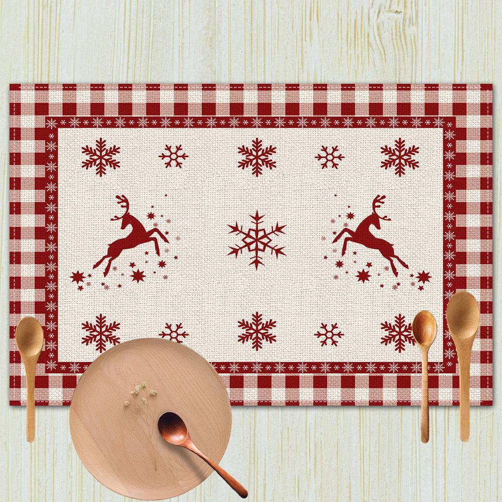 New Christmas Table Mats Holiday Dining Placemats for Xmas Table Decor Snowflake Table Runner Waterproof Festive Accessories