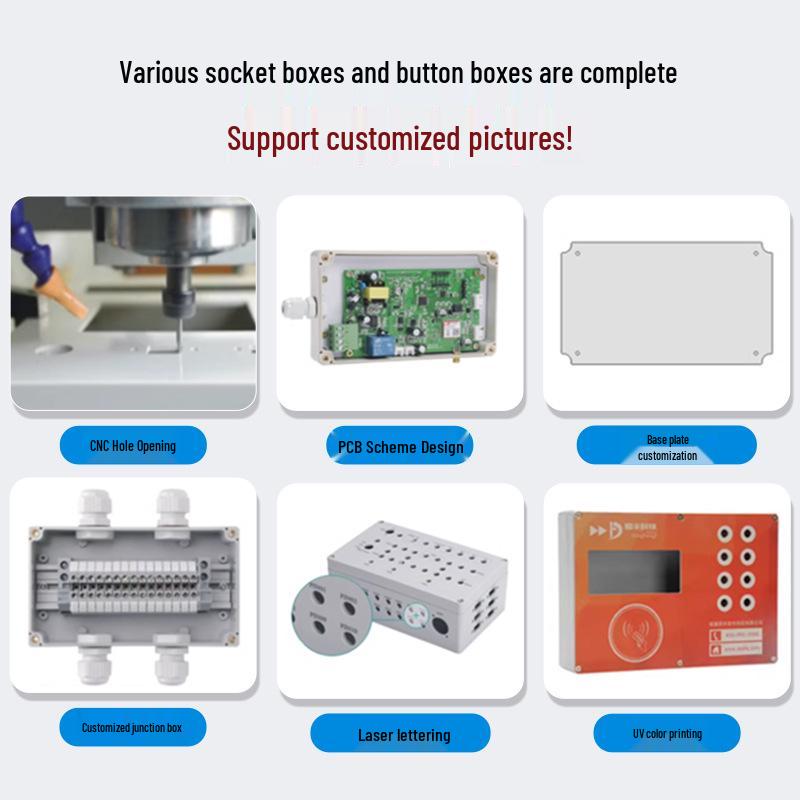 Outdoor Waterproof ABS Power Supply & Monitoring Socket Box with Wiring Terminal & Button