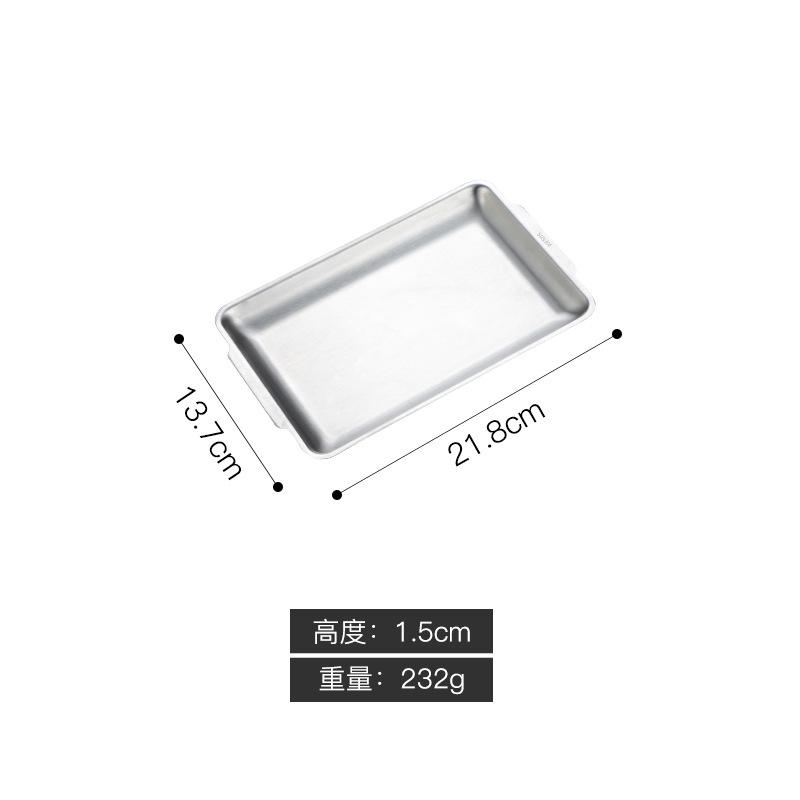 Thick Rectangular Tray Stainless Steel Food Storage Trays Sushi BBQ Flat Bottom Shallow Dishes Fruit Vegetable Plate Baking Pan