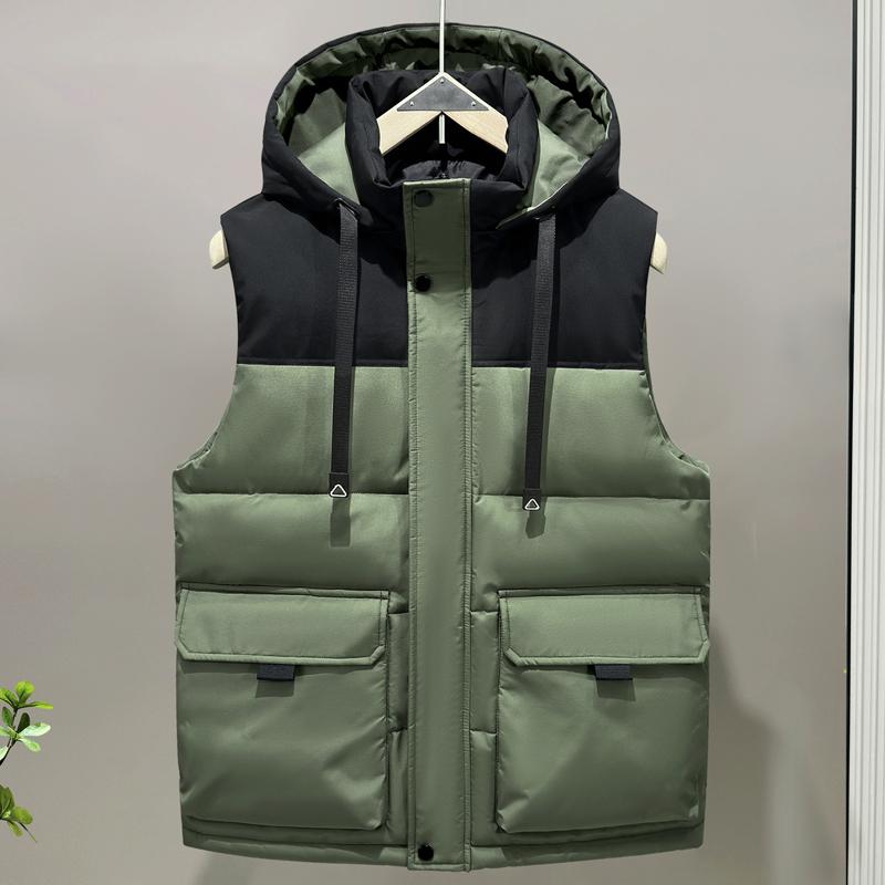 

Батал L-6XL Зимние безрукавки парки Мужская толстая верхняя одежда Мода Мужской теплый жилет с капюшоном 6XL зелёный