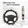 Brown Western Cow Print Steering Wheel Cover for Women Men with 2 Pcs Car Coasters, 15 Inches Neoprene Anti-Slip Cute Universal Car Accessories