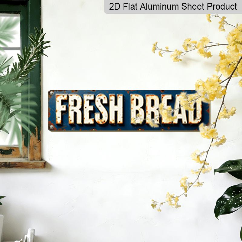 2D Flat, 1pc, 3.94 X 15.74 Inches Aluminum Decorative Sign - Rustic Fresh Bread License Plate Style Metal Wall Art - Waterproof Weatherproof Aluminum