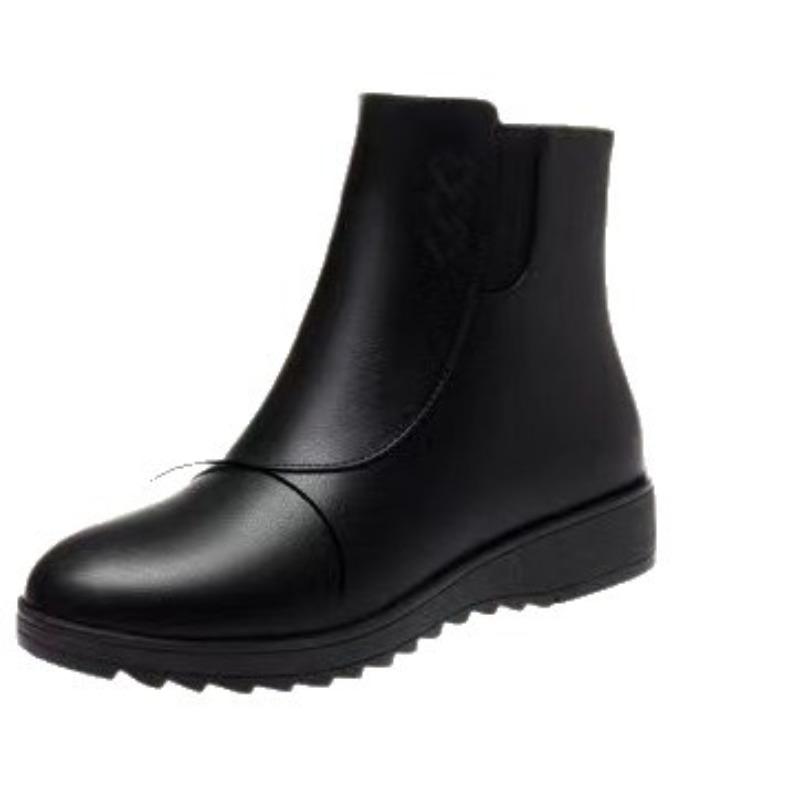 Winter new fashion versatile mid-tube fashion boots mother shoes flat-soled velvet thickened warm flat-soled boots