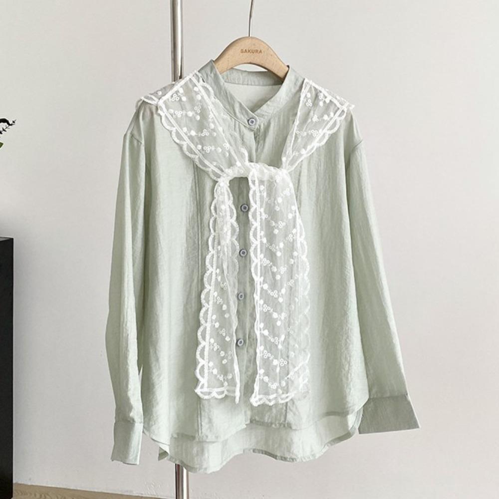 Embroidery Flower Lace Neck Guard Scarf Translucence Protect Neck Scarf Fake Collar Shawl  Holiday