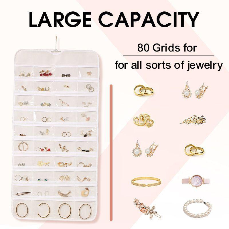 Transparent Hanging Jewelry Organizer Bag - Wall-Mounted Display Rack for Large-Capacity Accessory and Knick-Knack Storage
