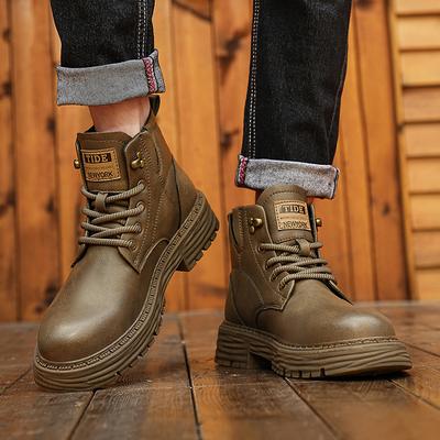 Autumn and Winter Retro High-top Leather Martin Boots Fashion Casual Men's Shoes Student Outdoor Platform Tooling Shoes
