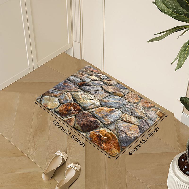 Creative Stone Texture Door Mat Simulated Pebble Soft Non-Slip Washable Kitchen Rug Bathroom Bedroom Entrance Home Decor Mat 1PC