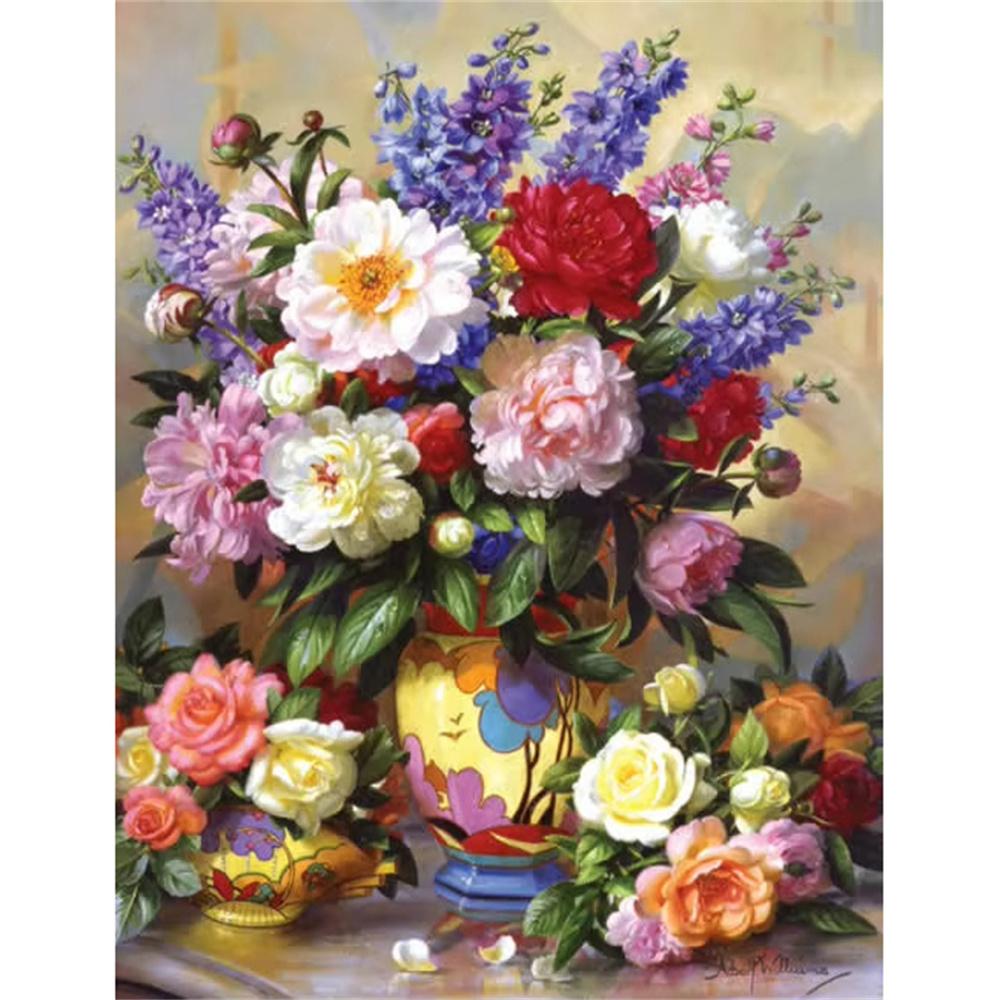 DIY Diamond Painting Flowers Cross Stitch Kit Mosaic Art Diamond Painting Full Circle Diamond Home Decoration