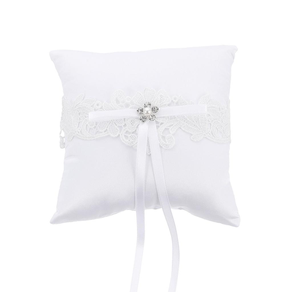 1 Pièce Coussin Anneau en Dentelle Mariage Nœud Papillon Coussin Décoratif Romantique Porte-Bague de Fiançailles Fourniture de Mariage Léger