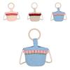 Handcrafted Knit Flower Small Pearl Handbag With Interior Pouch For Casual Outings