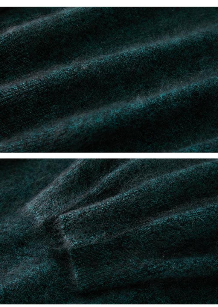 Women's Cashmere Half-High Neck Long Sleeve Sweater - Classic Loose Knit Top