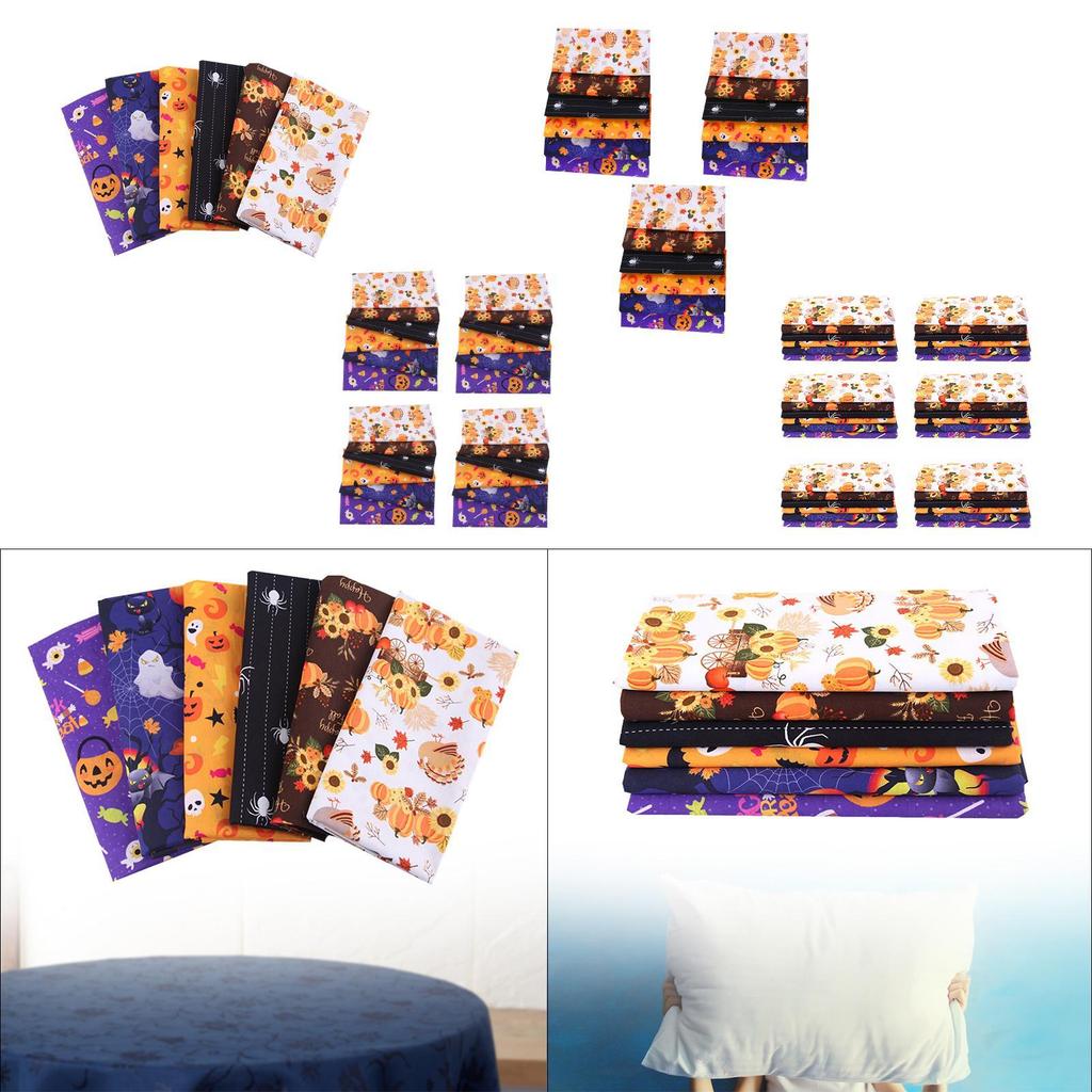 Halloween Cotton Fabrics Kit Crafting Quilting Handcrafted Soft Pumpkin Printed