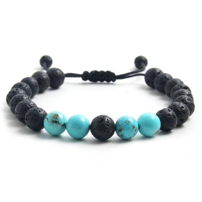 Unisex Tiger Eye & Volcanic Stone Adjustable Bracelet - Fashionable and Versatile