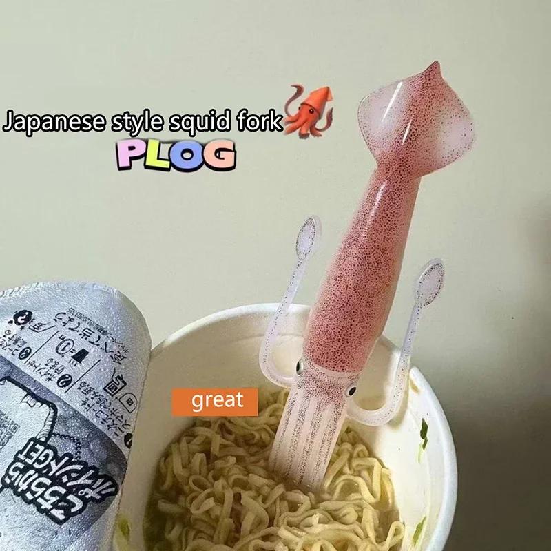 1-60PCS Funny Squid Cuttlefish Fork for Fruit Noodle Bento Food Pick Kitchen Tableware Cute Instant Lunch Tool Toothpick Set