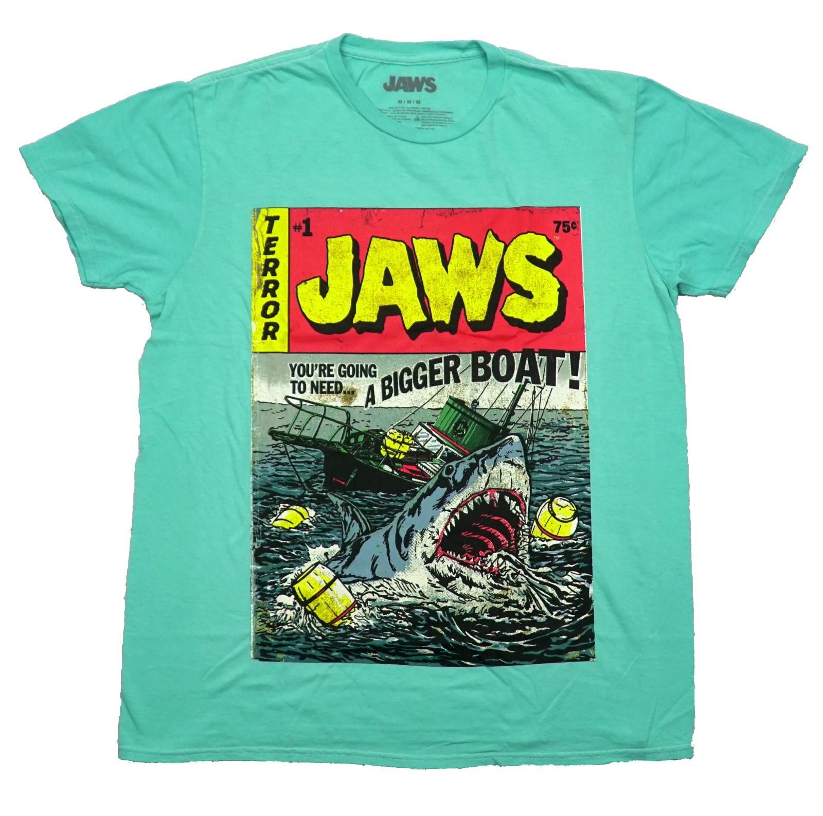 Jaws New Adult T-Shirt - Retro Comic Bigger Boat Cover Image M