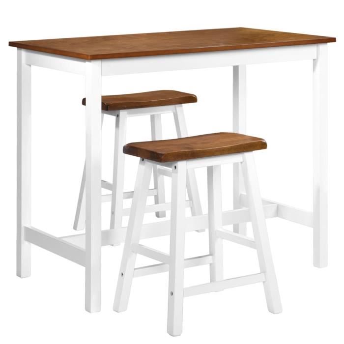 VidaXL Table de bar et tabouret 3 pcs Bois massif