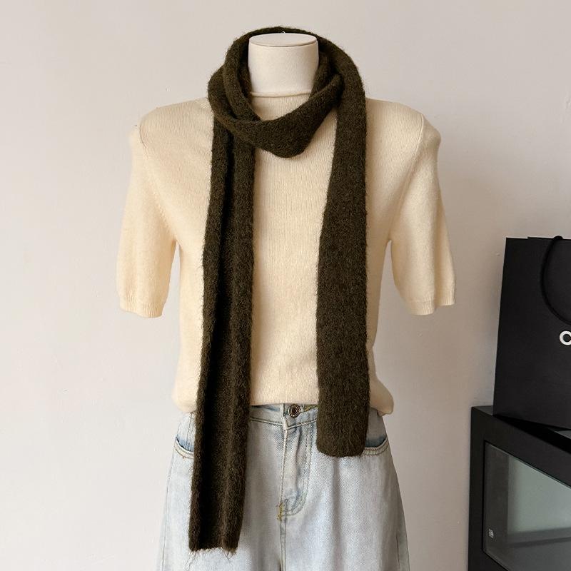 

Korean Style Knitted Scarf Women Winter Warm Scarves Solid Cashmere Design Thickened Shawl Soft Long Pashmina Neck 10x180cm