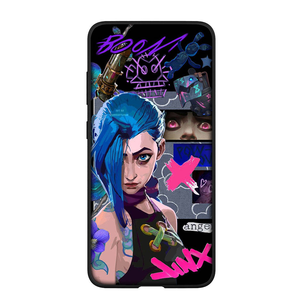 

для iPhone 16 15 Xiaomi Redmi Note 13 12 11 Pro Max X 9 14 Plus XR Samsung Galaxy A15 S24 S23 Huawei OPPO чехол аниме Arcanes игра Jinx Vi чехол для телефона for Xiaomi Poco C65 4G олений