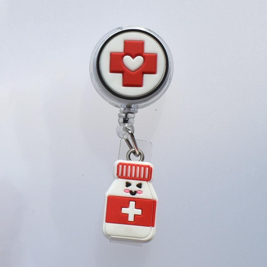 Catramă retractabilă medicală de desene animate Doctor Asistentă Licență de muncă Snur creativ ușor de trage Cataramă Certificat Nume de marcă