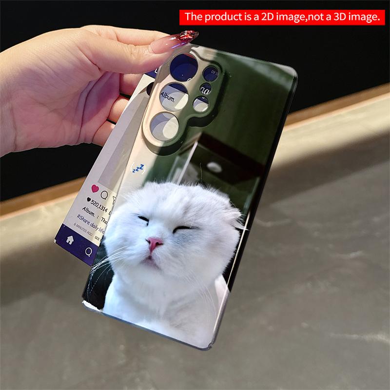 2DFlat Samsung phone case Sleepy White Cat Phone Case Applicable to Galaxy S23 S24 S25ULTRA S26 A12 A14 A15 A16 A54 A55