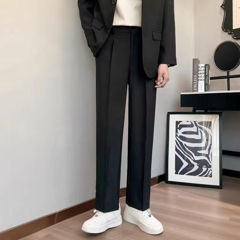 Spring and Autumn New Trousers Men's High-end Drape Loose Straight Trousers Business Anti-wrinkle Non-ironing Casual Suit Pants