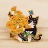 Brooch Enamel Bouquet Cat Design Zinc Alloy Brooch Pin Clothing Bags Suit Lapel Badge Versatile Accessory
