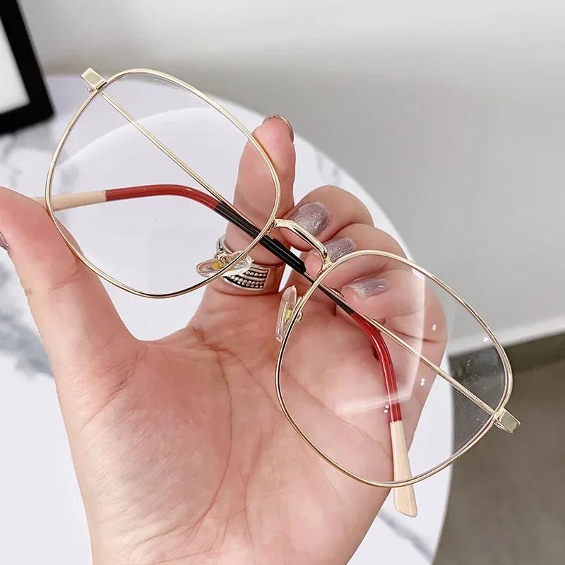 0 To -4.0 Neutral Optical Finished Myopia Glasses Anti Blue Light Protective Goggles Metal Oval Shaped Eye Protection Glasses