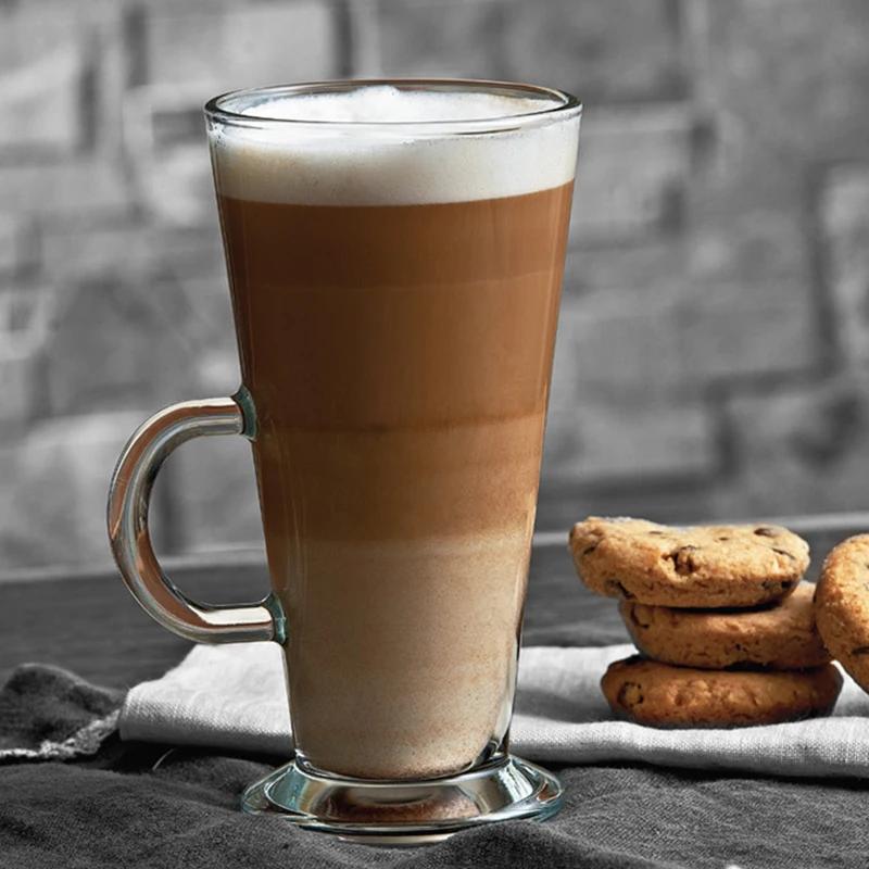 280ml 2pcs Set Iced Coffee Latte Cups Juice Milk Tea Milkshake Beverage Cups Creative Cocktail Glass with Handle Drinkware Cafe