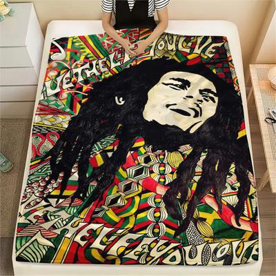1 Stück Bob Marley Print Flanelldecke, Hohe Qualität, Bequem für alle Jahreszeiten, Heimdekoration, Wärme und Komfort