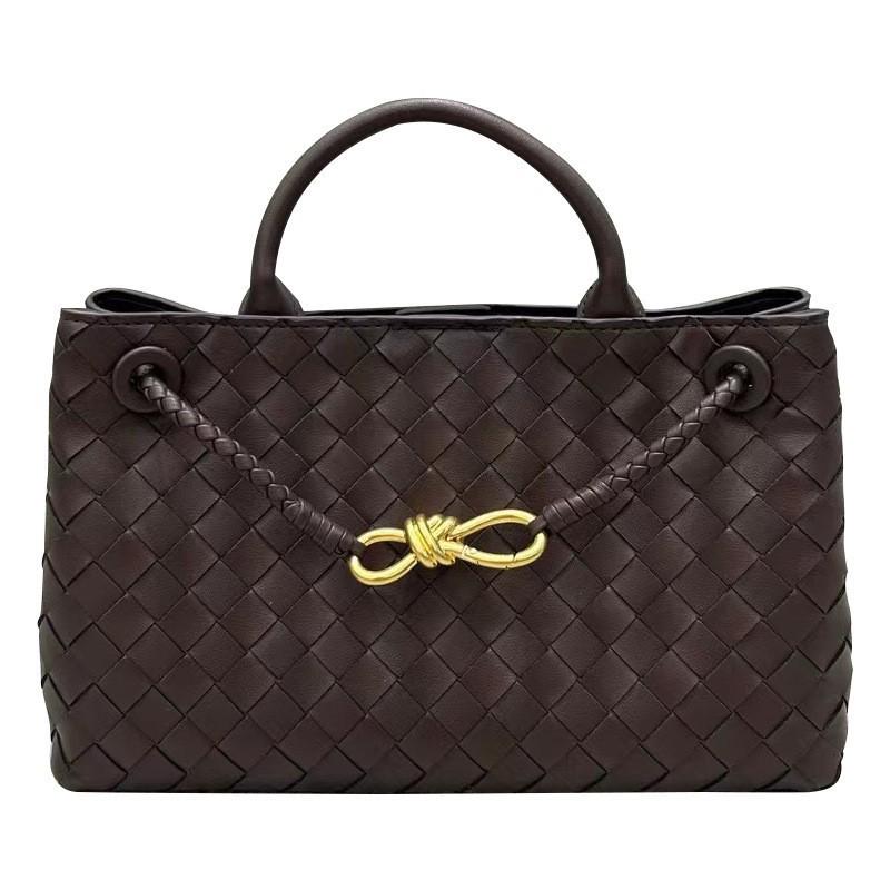 Niche Design New Style Metal Rope Buckle Genuine Leather Woven Tote Bag One-shoulder Portable Large-capacity Retro Women's