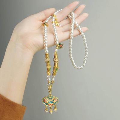 Elegant Koi Ruyi Lock Faux Pearl Necklace: New Chinese Style Qipao Sweater Chain for Women