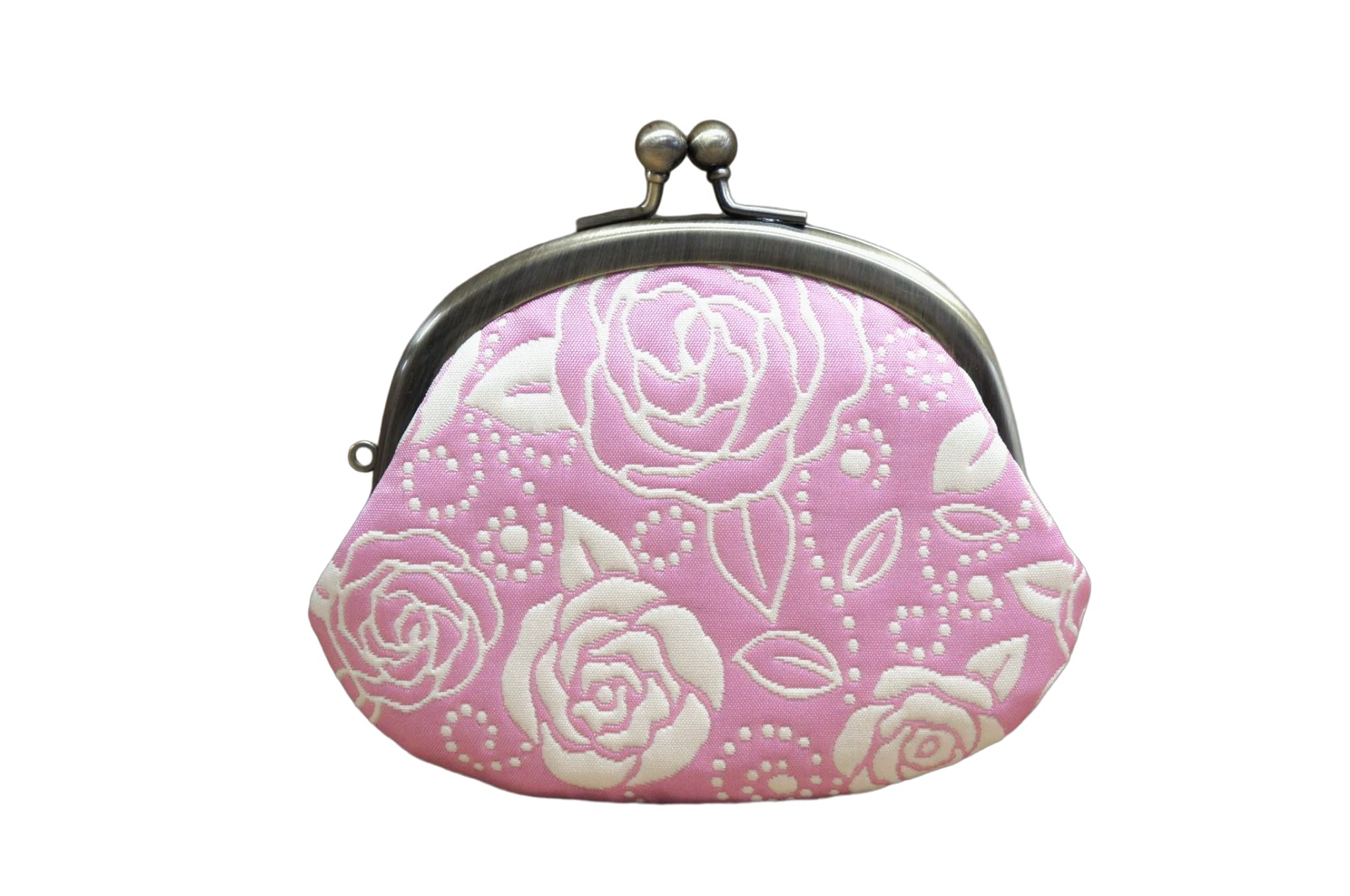 

Round Clasp Wallet with Coin Rose Woven Japanese Made in Kyoto x Light B-andyu 3.3 Purse, Fabric, Pattern, (Pink Beige)