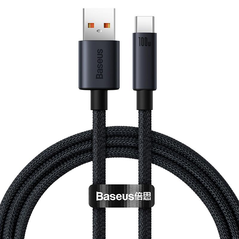 Кабель Baseus USB Type C 66 Вт/100 Вт для Huawei P50 P40 Pro Honor Super Charge 6A Быстрая зарядка USB C Зарядное устройство Кабель данных Провод 1m чёрный