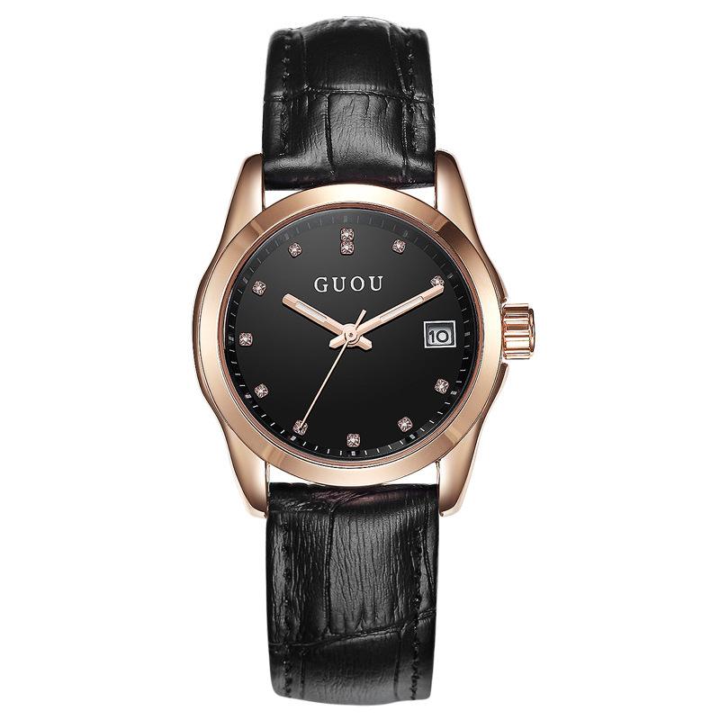 Relógio Simples com Calendário, Ponteiro Luminoso, Cinto, Mesmo Estilo Temperamento Elegante Relógio Feminino para Mulheres