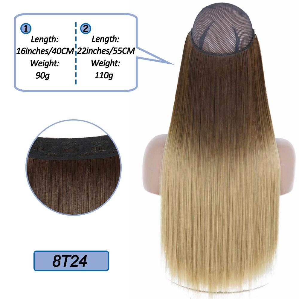 MERISIHAIR No Clips In Natural Hidden Secret False Hair Piece Synthetic Hair Extension Long Straight Fish Line Hair Pieces