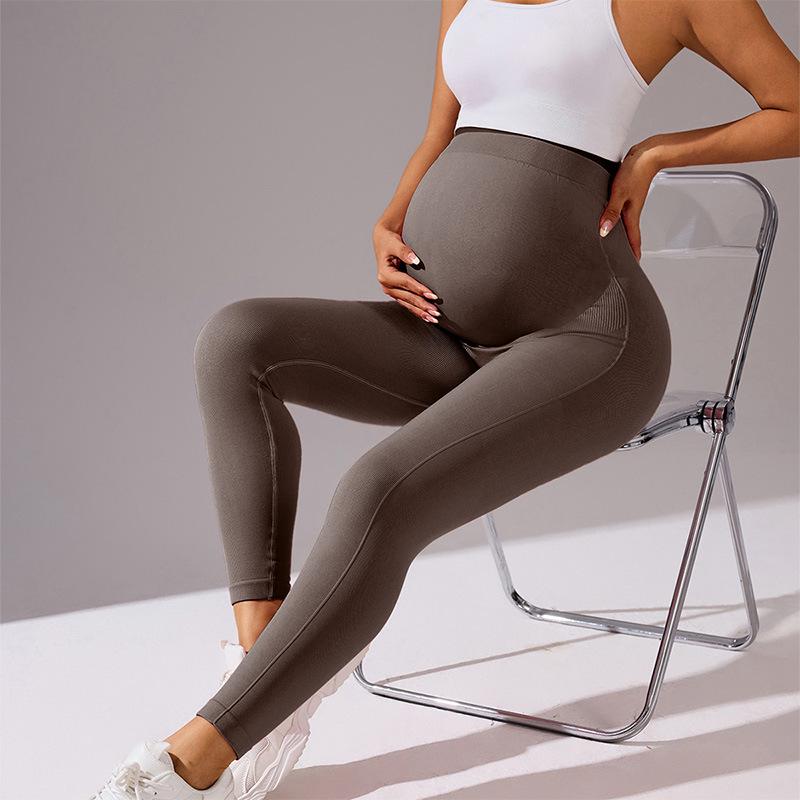 European & American High-Waist Maternity Yoga Pants: Seamless, Elastic, Butt-Lifting Sportswear