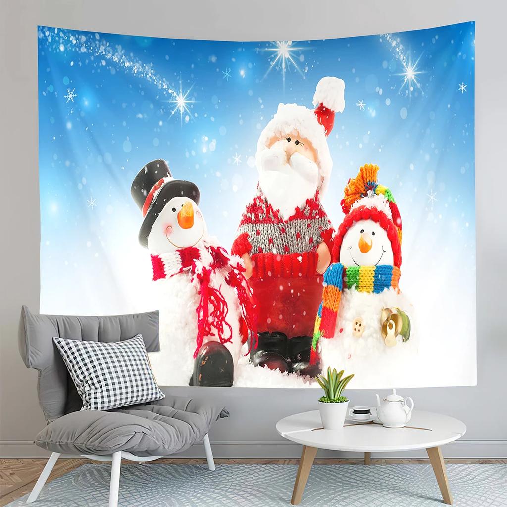 Christmas Theme Tapestry Winter Snowflake Tapestry Cute Snowman Tapestry Wall Hanging Tapestries Bedroom Home Living Room Dorm