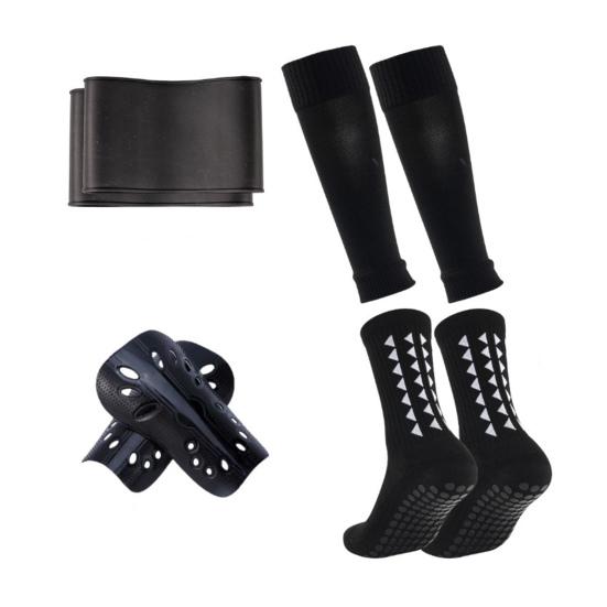 

Молодежные футбольные щитки для голени с силиконовыми рукавами, носки с рукавами для ног, легкий защитный комплект, комплект футбольных накладок на голень для детей чёрный