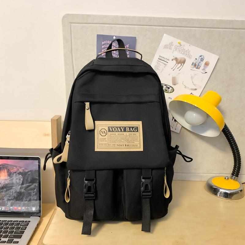 Boys Girls Backpack Letter Large Capacity High School Student Schoolbag