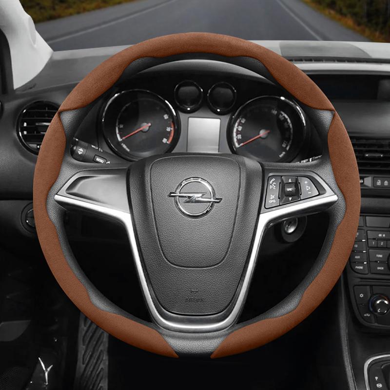 Suitable for Opel Anti-Slip Buckle Segmented Suede Steering Wheel Cover Suitable for Astra H Gtc J Insignia Corsa D E Mokka Vectra C K Zafira B 