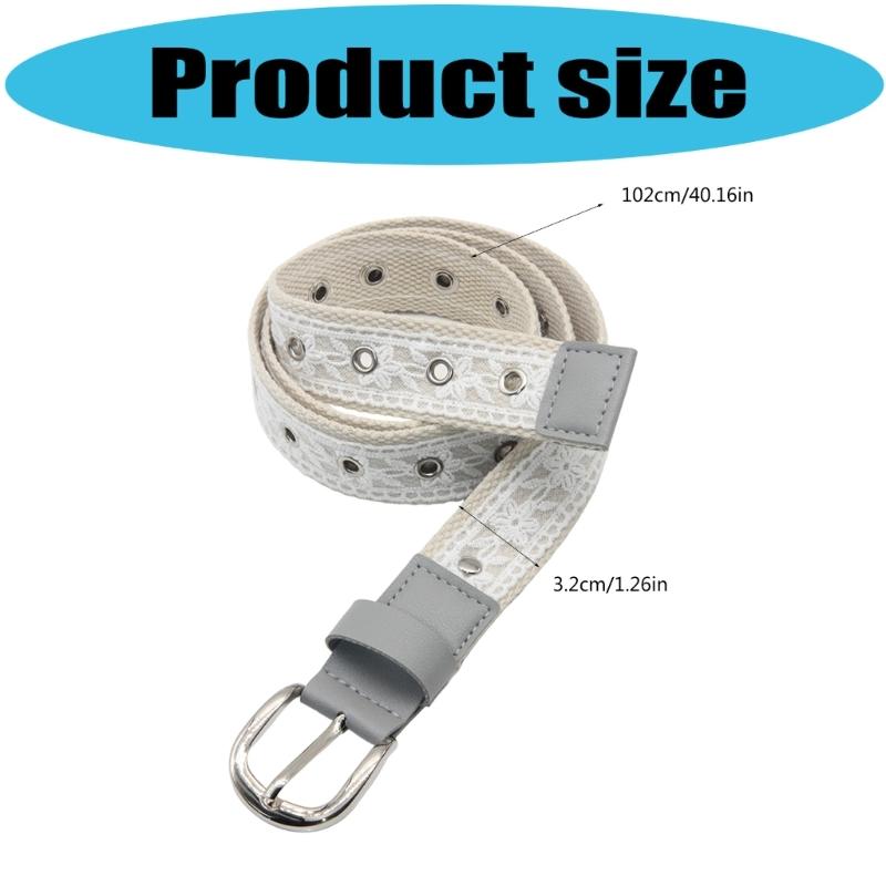 Comfortable Women Belt PU Leather Lace Trim Flower Waistband Adjustable Length Waist Strap for Teens Girl Everyday Use