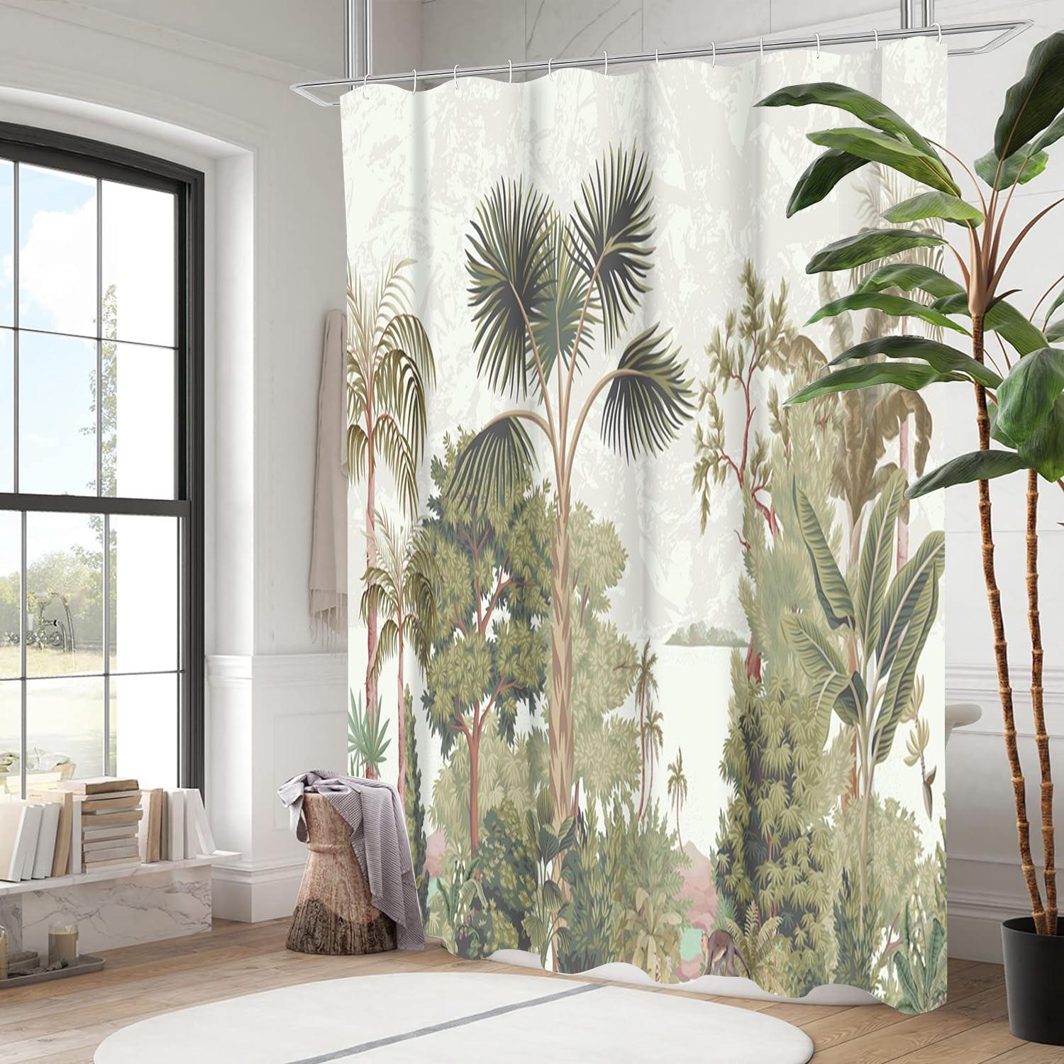

Занавеска для ванной с рисунком тропических растений Водонепроницаемая занавеска для душа для ванной комнаты с 12 крючками Домашний декор Бесплатная доставка 180x180cm curtain синий