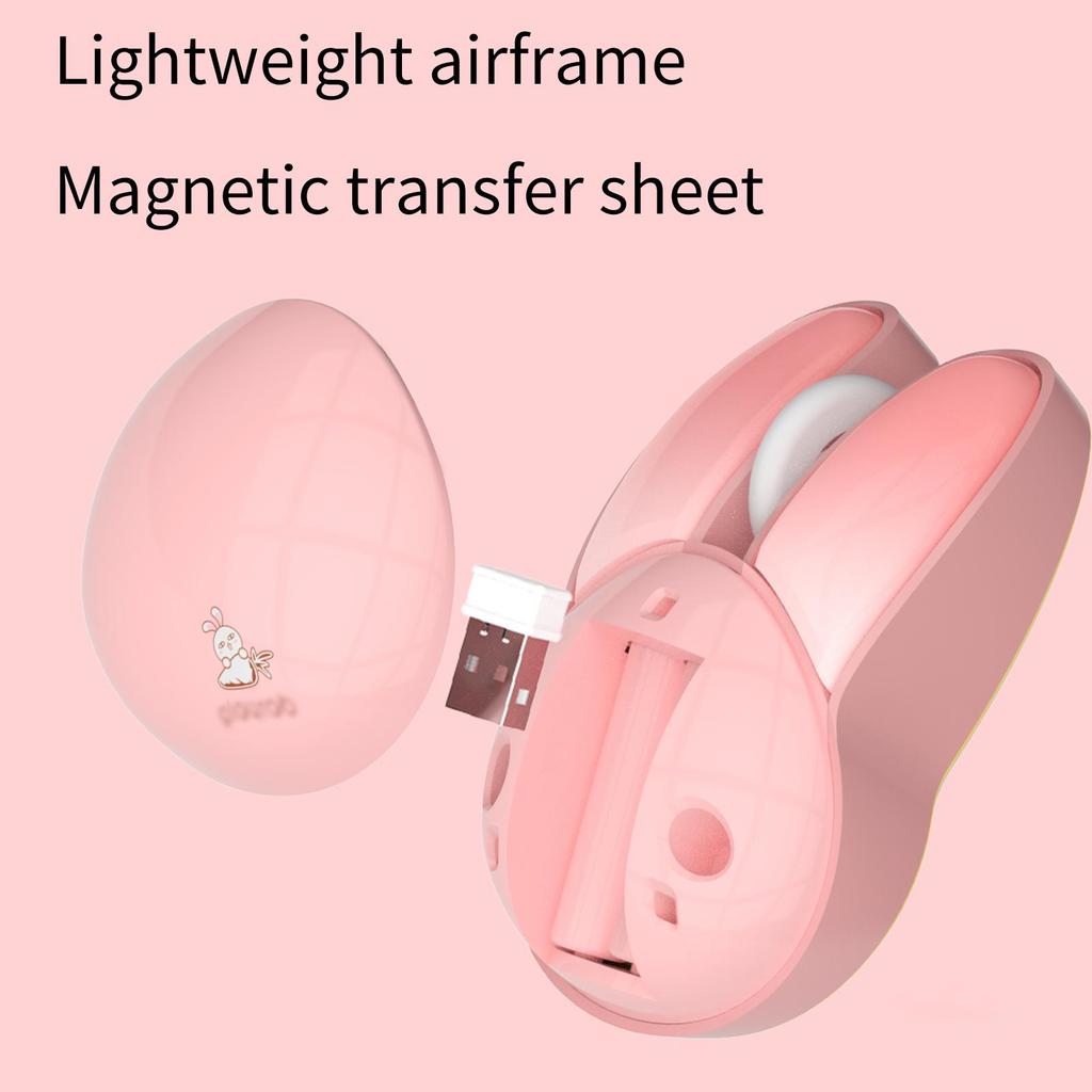 M6 MOFII 2.4G Wireless Compact Silent Mouse with Cute Rabbit Designs,Pink
