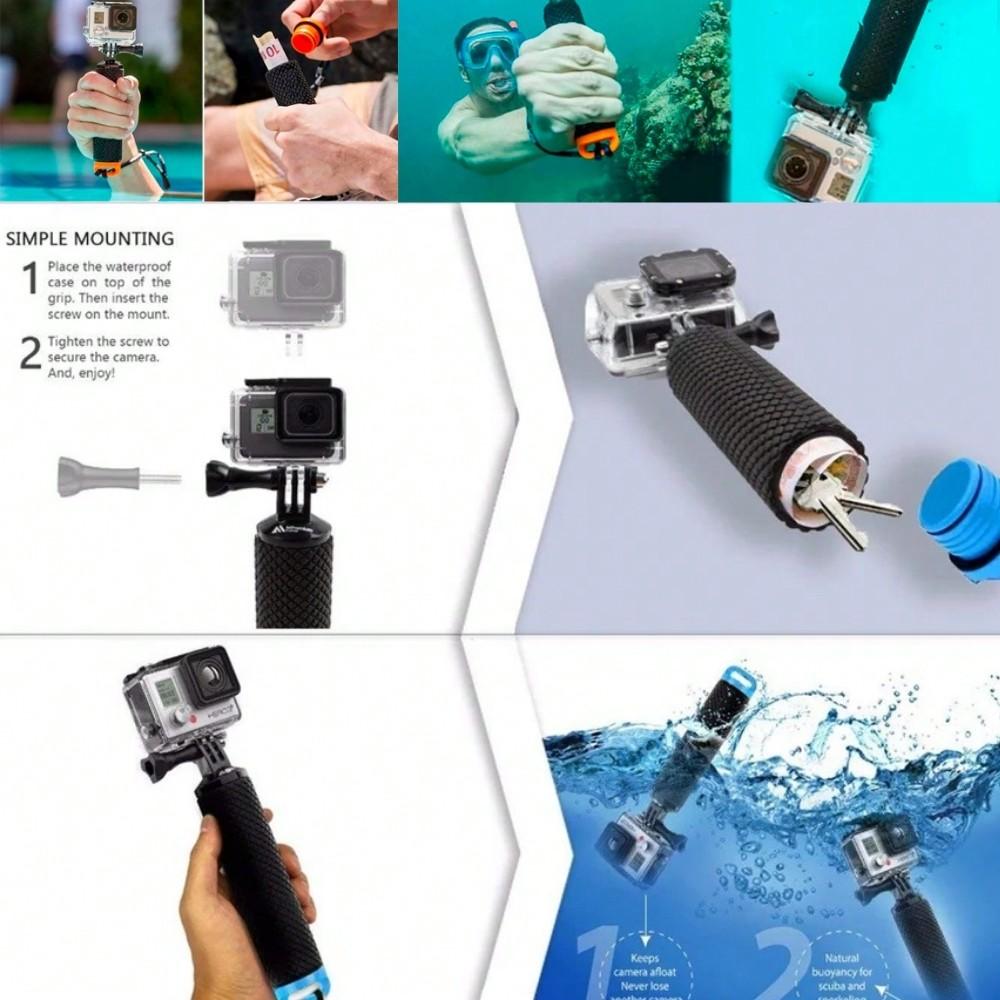 1PC Orange Water Floating Stand Buoyant Selfie Stick For GoPro Hero 12 11 10 9 8 7 6 SJCAM Insta360 X2 X3 DJI Osmo