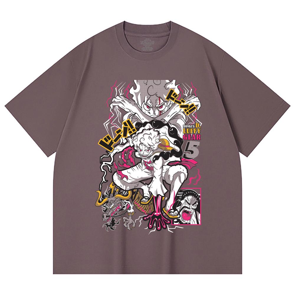 230 Gsm 100% Cotton One Piece V23 Luffy Gear Print Unisex Heavy Cotton T Shirt