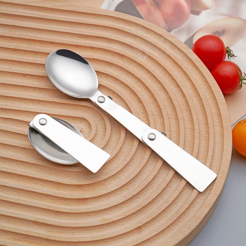 304 stainless steel folding spoon creative three folding spoon outdoor travel eating spoon camping spoon portable tableware