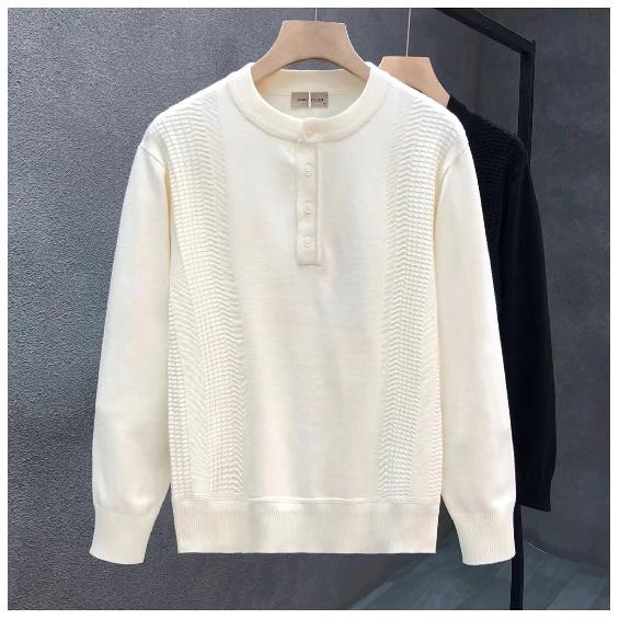 Spring 2024 Men's Sweater Patchwork Assorted Colors Skin-Friendly Fabric Fashion Versatile Top Casual Long-Sleeved Bottoming Shirt