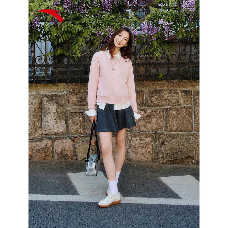 ANTA Women's Fleece-lined Crewneck Pullover Sport Top