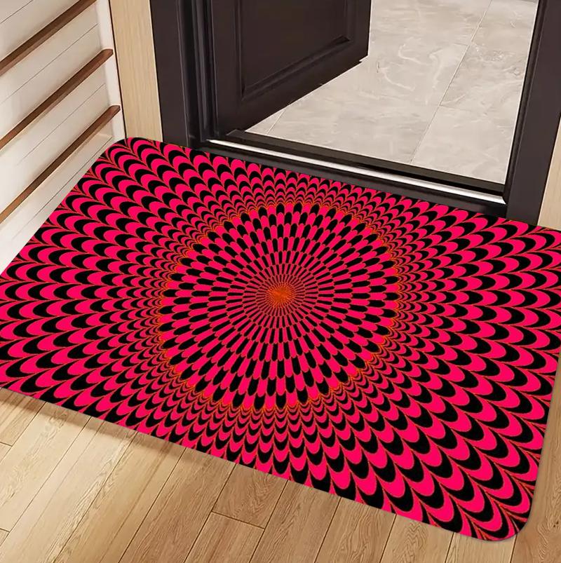 Trippy Red Black Spiral Optical Illusion Non-slip Carpet Rugs Door Mat for Entryway Livingroom Home Decoration